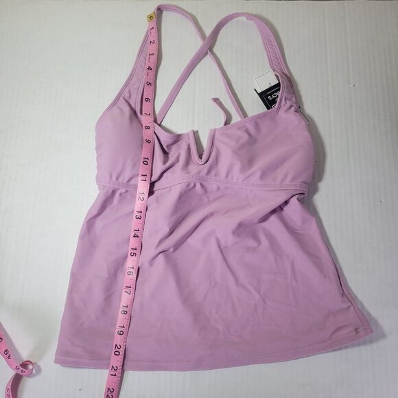 Salt + Cove Women  Dusty Lilac Adjustable Tankini Back Tie Top Size M - Picture 5 of 7